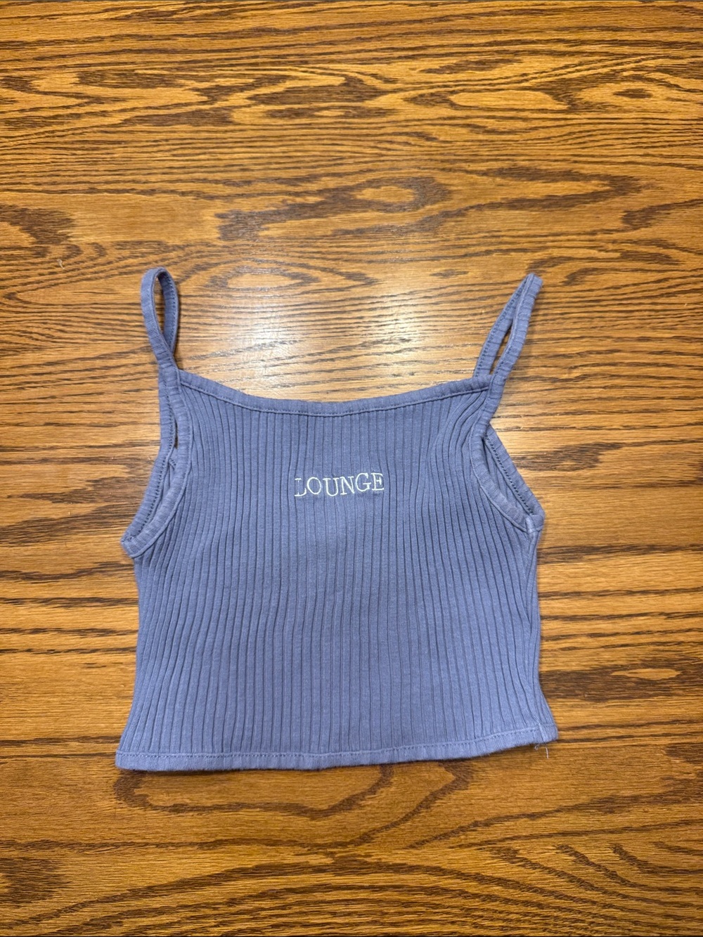 LOUNGE Women's Ribbed Spaghetti-Strap Crop Camisole in Lavender Blue
